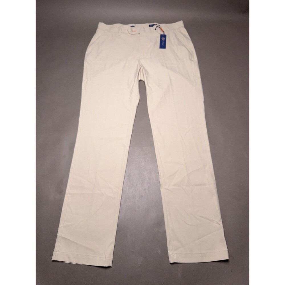 NWT Stitch Golf Flat Front Tech Pants 35 x 32 Oyster Polyester Spandex MSRP $155